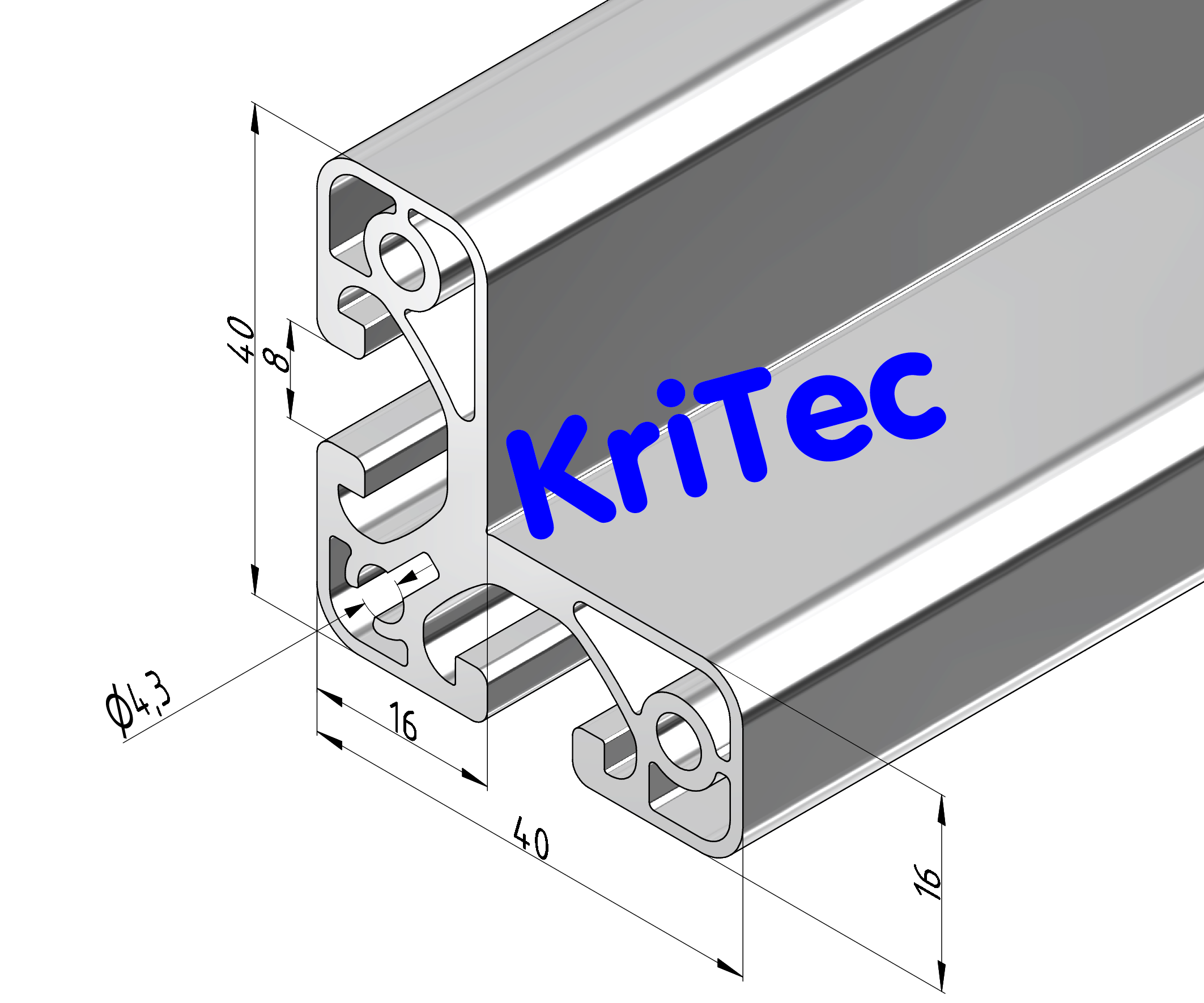 KriTec Winkelprofil 8 W40x40x16 Eco
