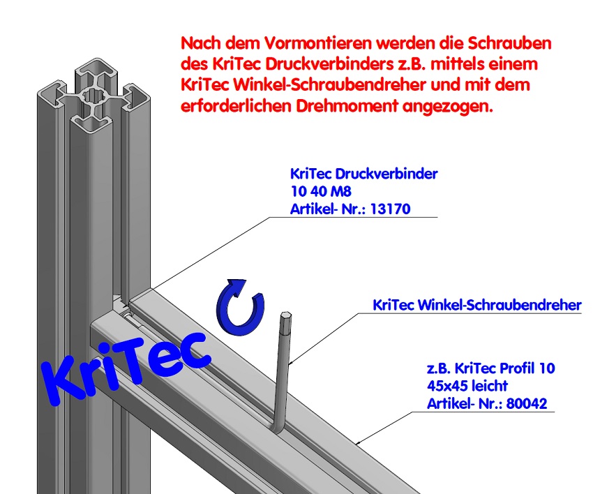KriTec Druckverbinder 10 40 M8, beidseitig