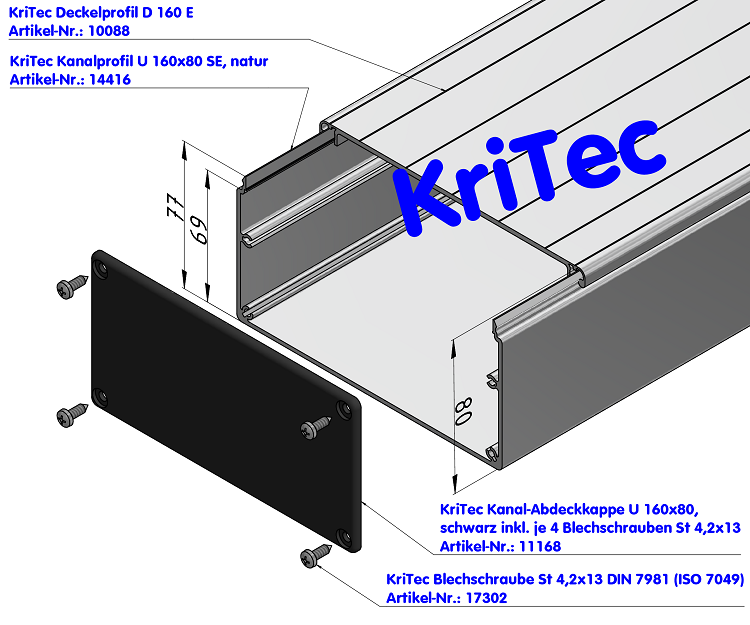 KriTec Kanalprofil U 160x80 SE, natur