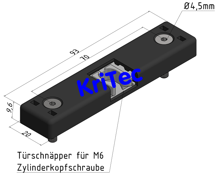 KriTec Türschnäpper 10 Raster 40/45/50 Zn mit Befestigungssatz