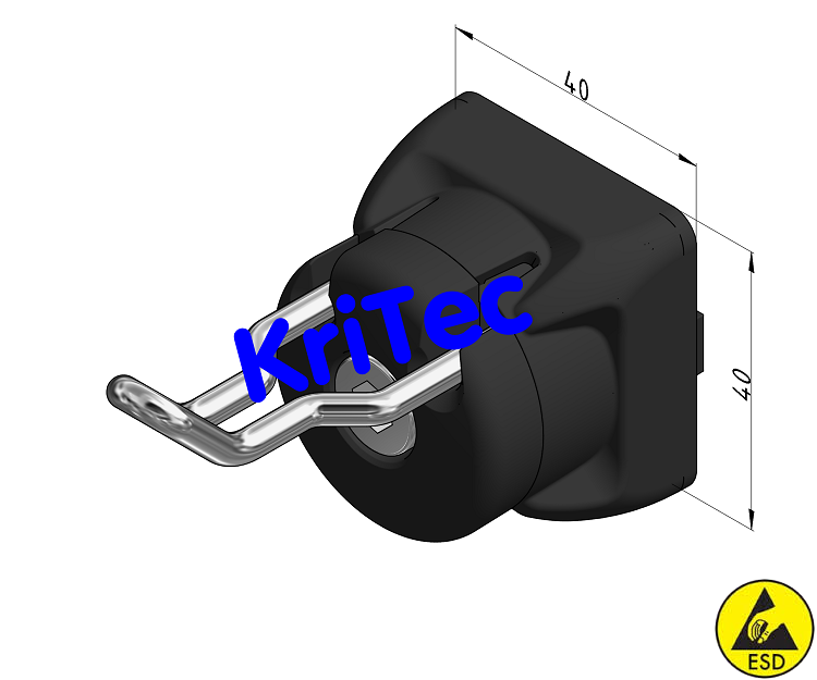 KriTec Haken 10 40x10 Raster 40/ 45/ 50/ 60, ESD, schwarz