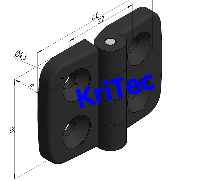 KriTec Scharnier 5 PA mit 4 Befestigungsbohrungen