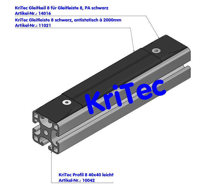 KriTec Gleitleiste 8 schwarz, ESD