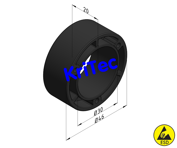 KriTec Rolle D46/D30-20 ESD, schwarz ähnlich RAL 9005