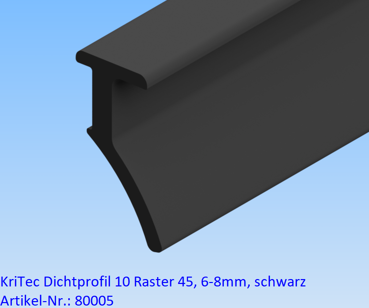 KriTec Dichtprofil 10 Raster 45, 6-8mm, schwarz