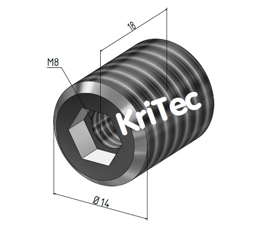 KriTec Verbundmuffen D14x18 M8 mit Innensechskant