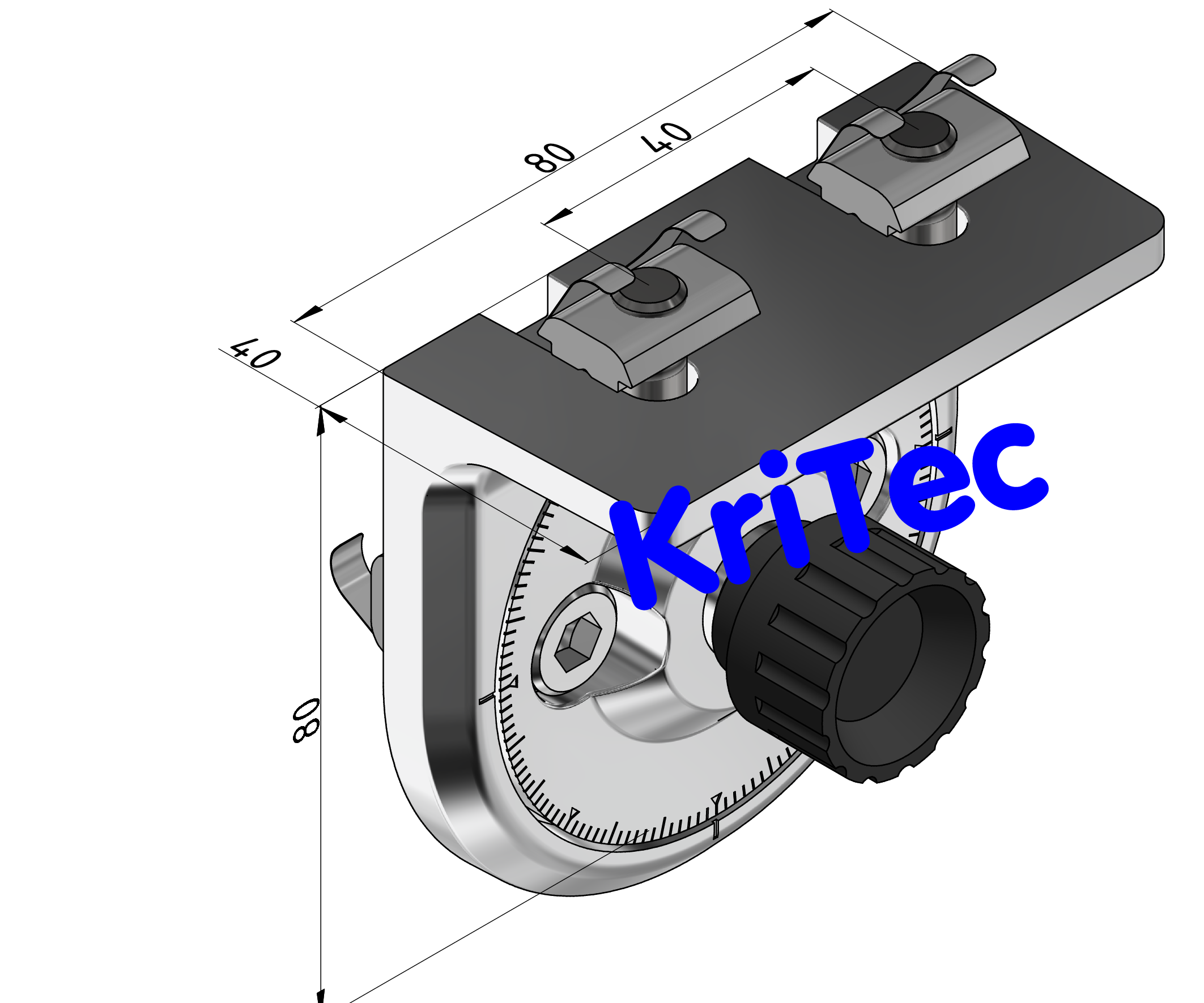 KriTec Winkelfeststellung 10 80x40 inkl. Befestigungssatz