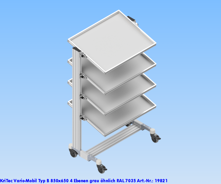 KriTec VarioMobil Typ B 850x650/ 4 Ebenen, grau ähnlich RAL 7035, ESD