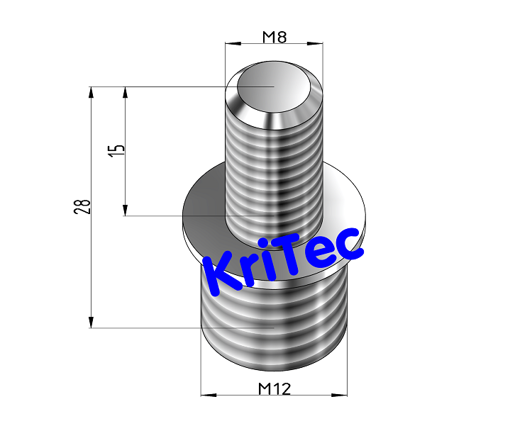 KriTec Adapterbolzen M12 / M8, verzinkt