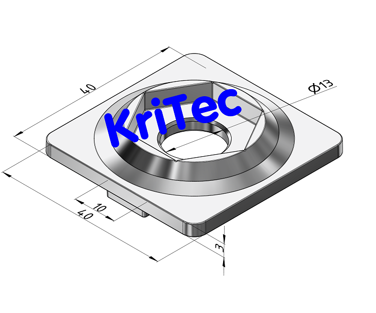 KriTec Adapterplatte 10 Raster 40 für Lenkrolle D80