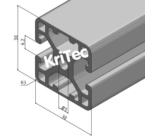 KriTec Profil 6 30x30 2N 180° leicht