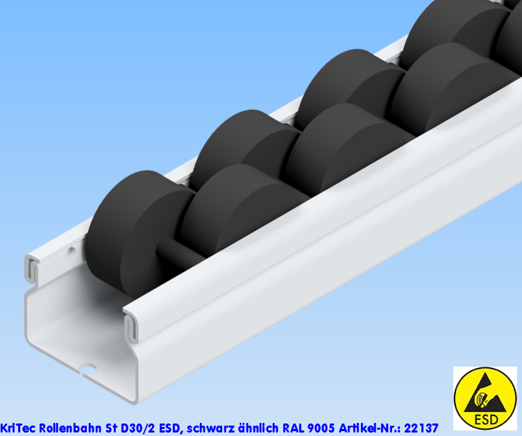 KriTec Rollenbahn St D30/2 ESD, schwarz ähnlich RAL 9005