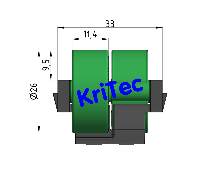 KriTec Rollenelement D28 mit Rolle H26 grün ähnl. RAL 6032