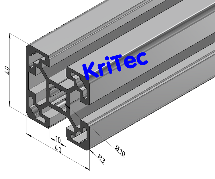 KriTec Profil 10 40x40 1N (3 Nuten offen)