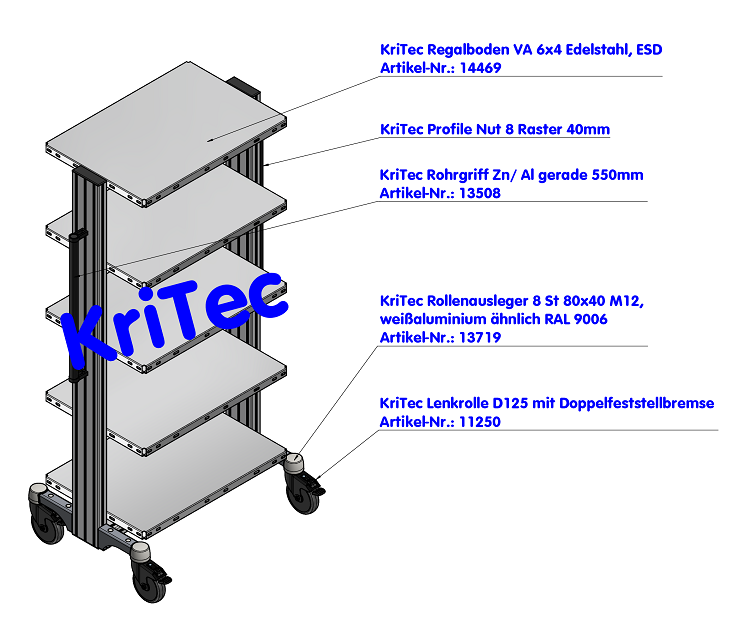 KriTec Regalboden VA 6x4 Edelstahl, ESD
