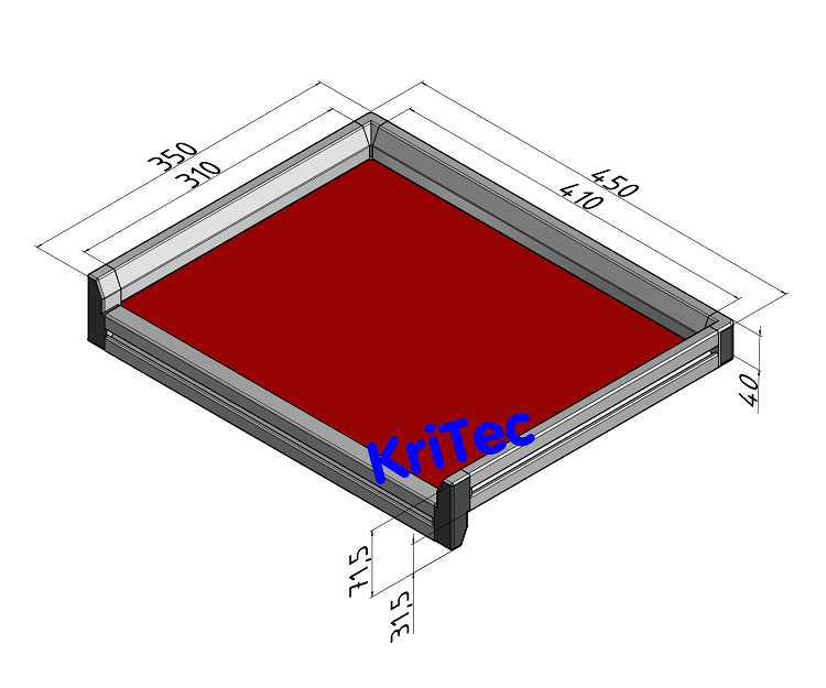 KriTec Tablett 4x3 ESD, Rand dreiseitig, Innenmaß 410x310mm, rot ähnl. RAL 3000
