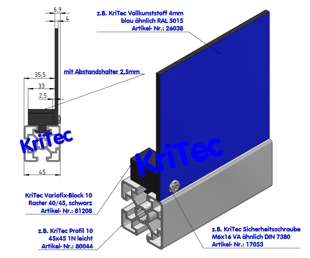 KriTec Variofix-Block 10 Raster 40/45, schwarz