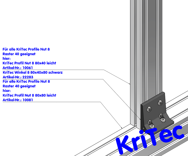 KriTec Winkel 8 80x40x80 schwarz