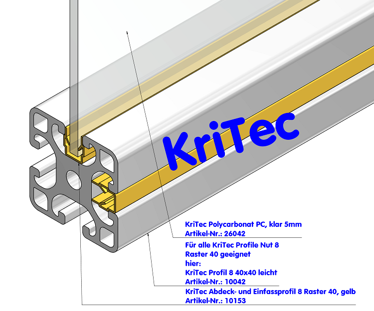 KriTec Abdeck- und Einfassprofil 8 Raster 40, gelb