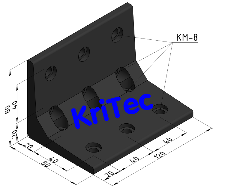 KriTec Winkel 8 80x80x120 schwarz