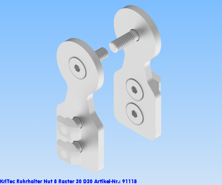 KriTec Rohrhalter Nut 8 Raster 30 D30
