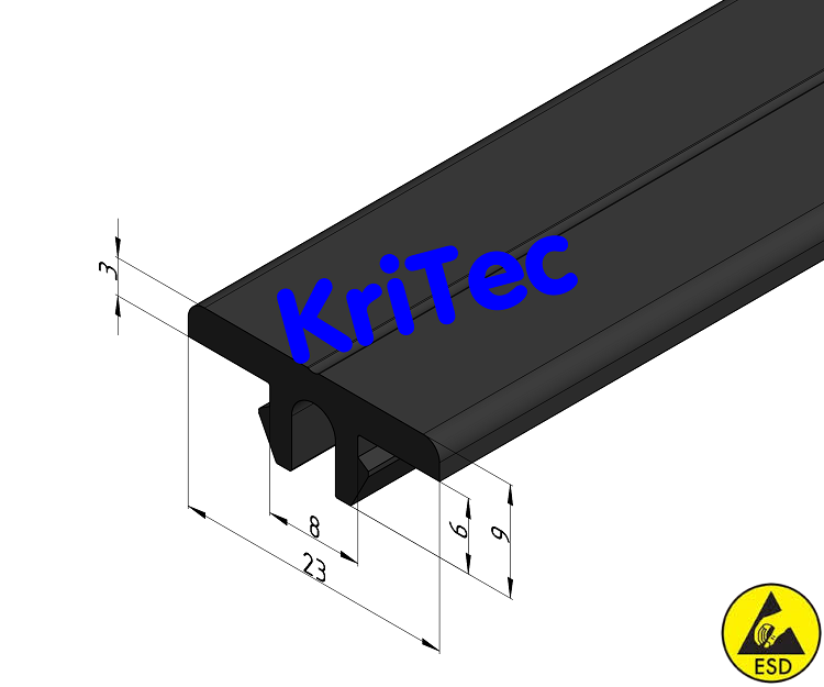 KriTec Gleitleiste 8 Raster 30 schwarz ESD