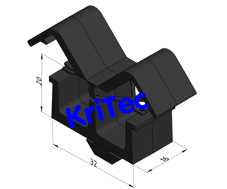 KriTec Clip-Kabelbinder mit Gummi und Einschwenkfuß 10 Raster 40, 45, 50 und 60