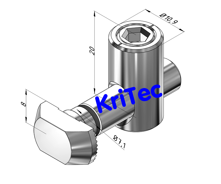 KriTec Schnellspannverbinder 90° 8 Raster 30