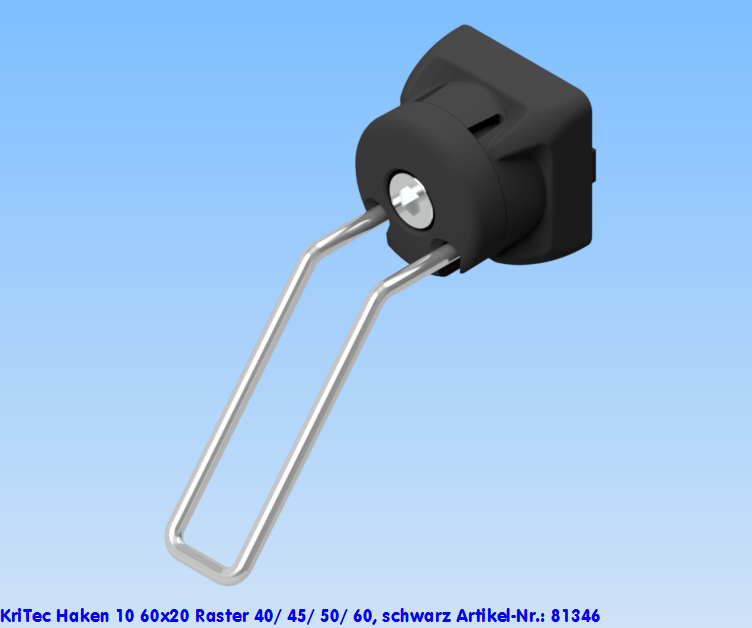 KriTec Haken 10 60x20 Raster 40/ 45/ 50/ 60, schwarz