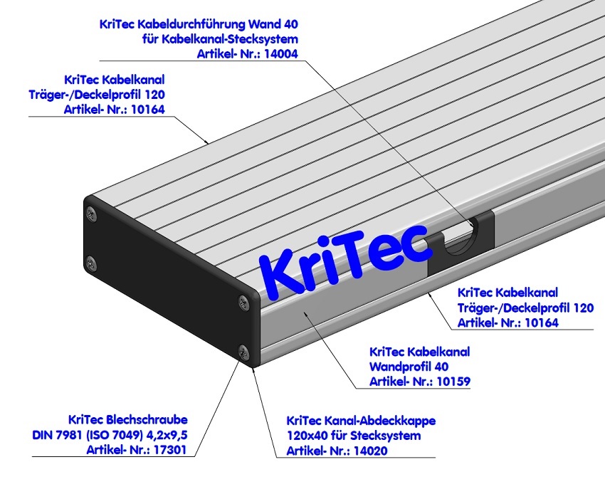 KriTec Kabelkanal-Träger/Deckelprofil 120