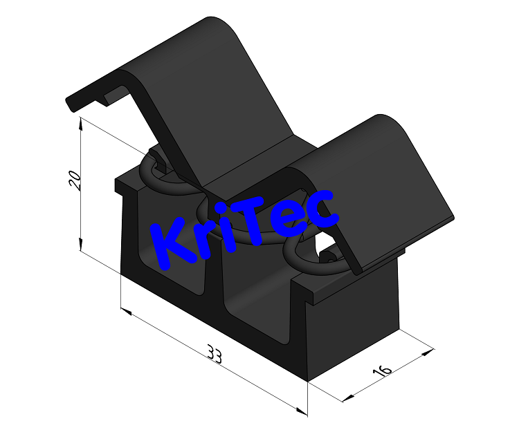 KriTec Clip-Kabelbinder mit Gummi und Einschwenkfuß 5 Raster 20