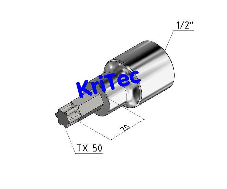 KriTec Nuss 1/2'' TX 50 kurz, Länge 20mm