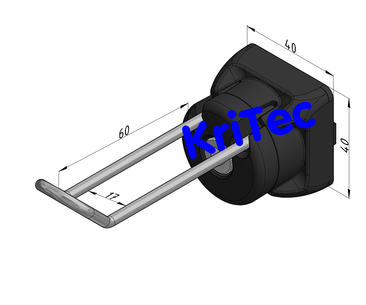 KriTec Haken 10 80x20 Raster 40/ 45/ 50/ 60, ESD, schwarz
