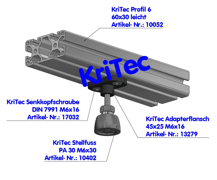 KriTec Adapterflansch 45x25, M6x16