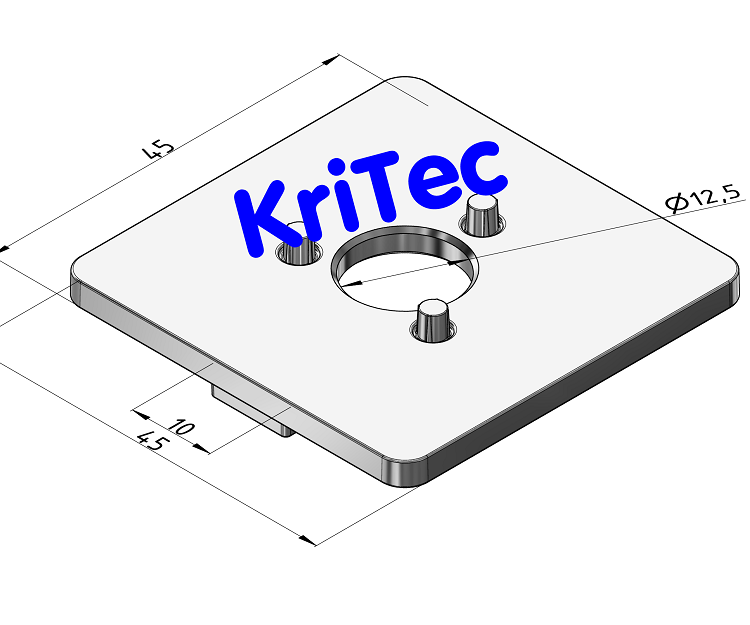 KriTec Adapterplatte 10 Raster 45 für Bockrolle D80