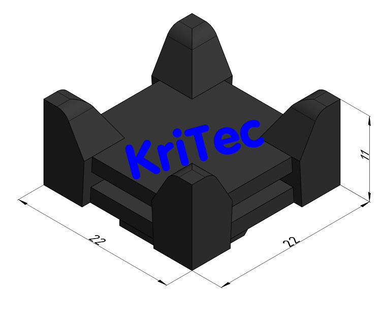 KriTec Kreuzkabelbinderblock 8 Raster 30, schwarz