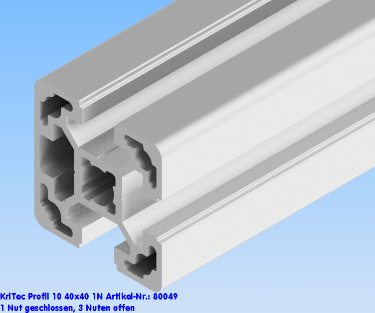 KriTec Profil 10 40x40 1N (3 Nuten offen)