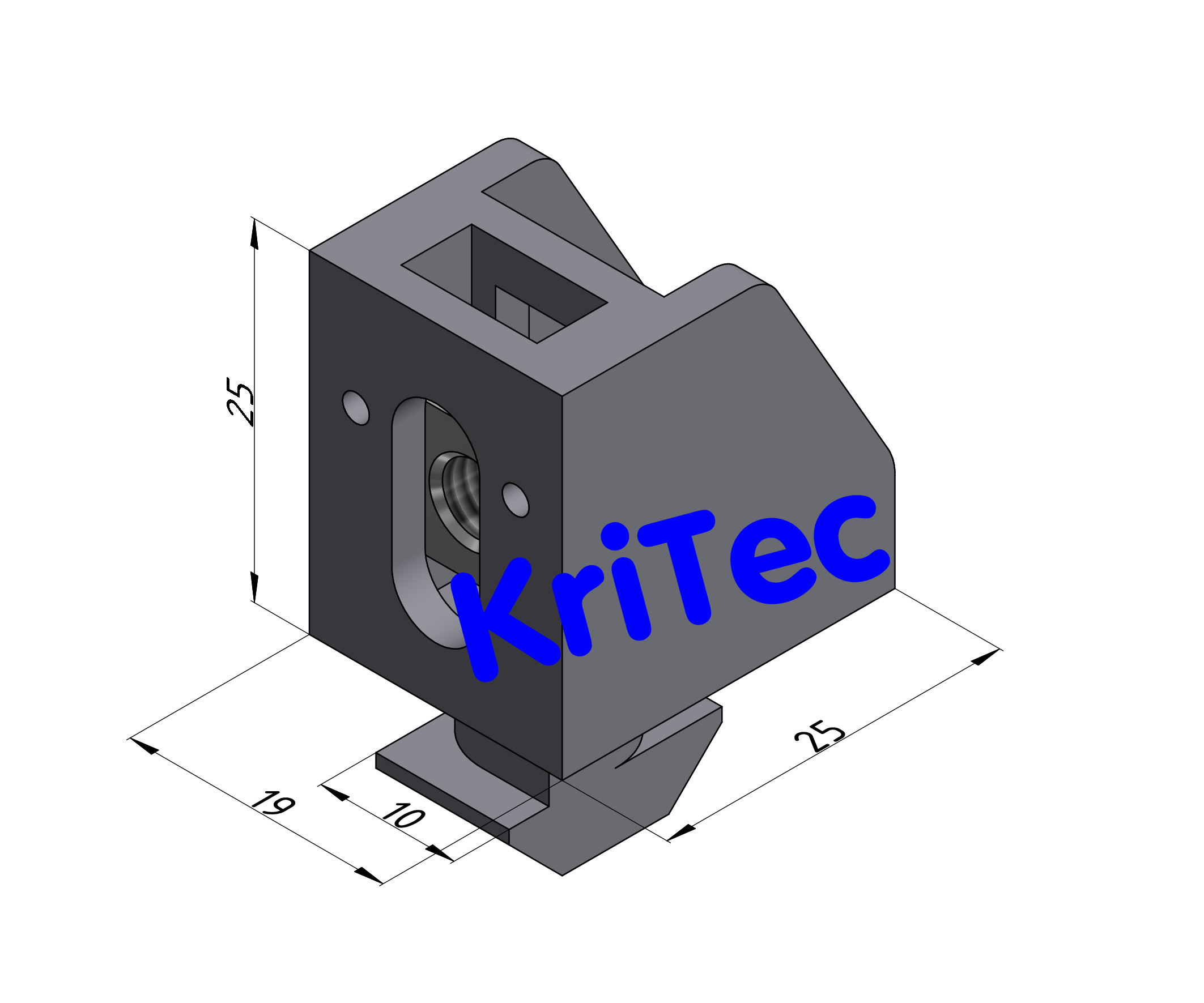 KriTec Befestigungsblock 10 Raster 40, 45, 50, 60 PA, grau ähnl. RAL 7004