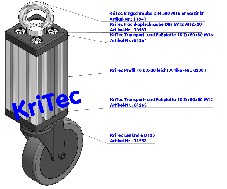 KriTec Lenkrolle D125 schwarz - auch antistatisch
