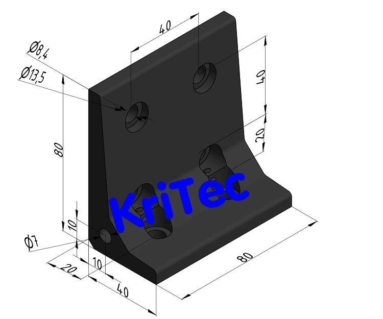 KriTec Winkel 10 80x40x80 schwarz