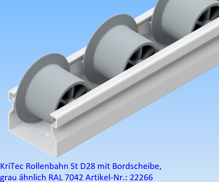 KriTec Rollenbahn St D28 mit Bordscheibe, grau ähnlich RAL 7042
