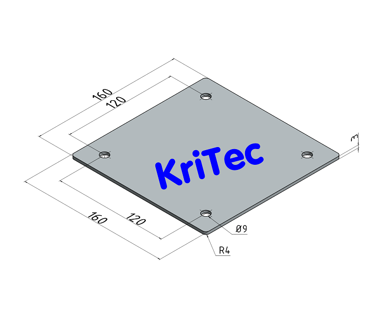 KriTec Abdeckkappe 8 St, grau ähnl. RAL 7042 inkl. Befestigungssatz