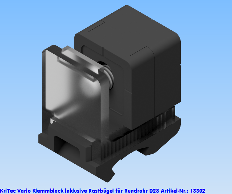 KriTec Vario Klemmblock inkl. Rastbügel für Rundrohr D28