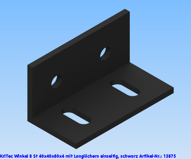 KriTec Winkel 8 St 40x40x80x4 mit Langlöchern einseitig, schwarz