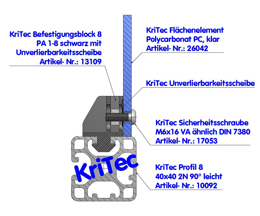 KriTec Profil 8 40x40 2N 90° leicht