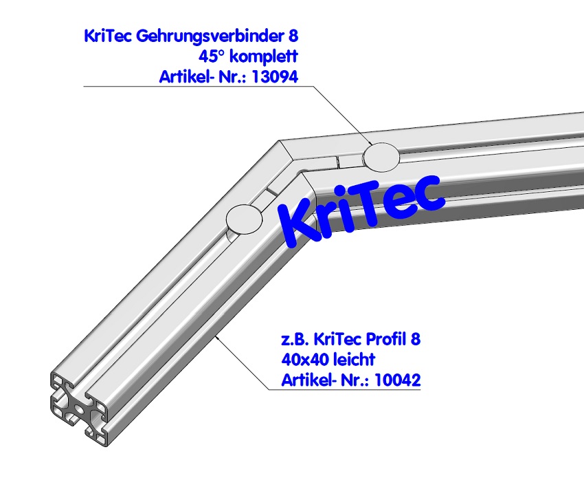 KriTec Universal-Gehrungsverbinder 8 45° komplett