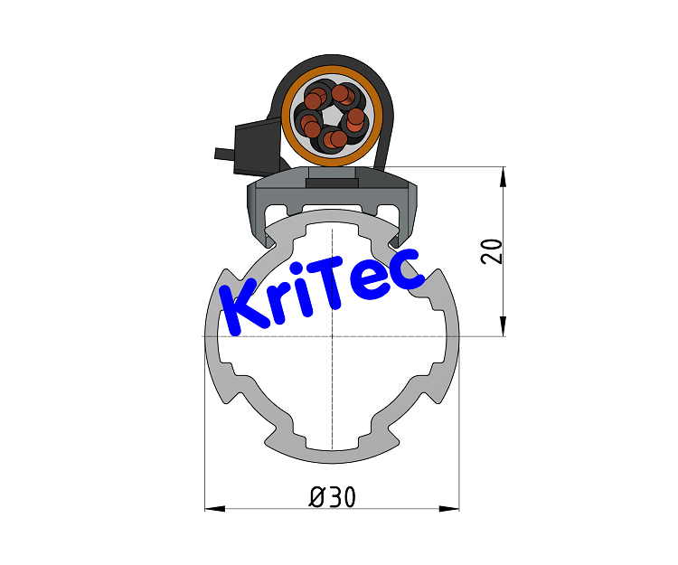 KriTec Universal-Halter D30, grau ähnlich RAL 7042