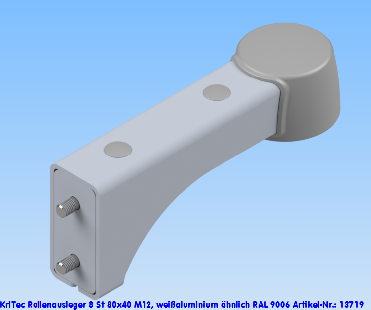 KriTec Rollenausleger 8 St 80x40 M12, weißaluminium ähnlich RAL 9006