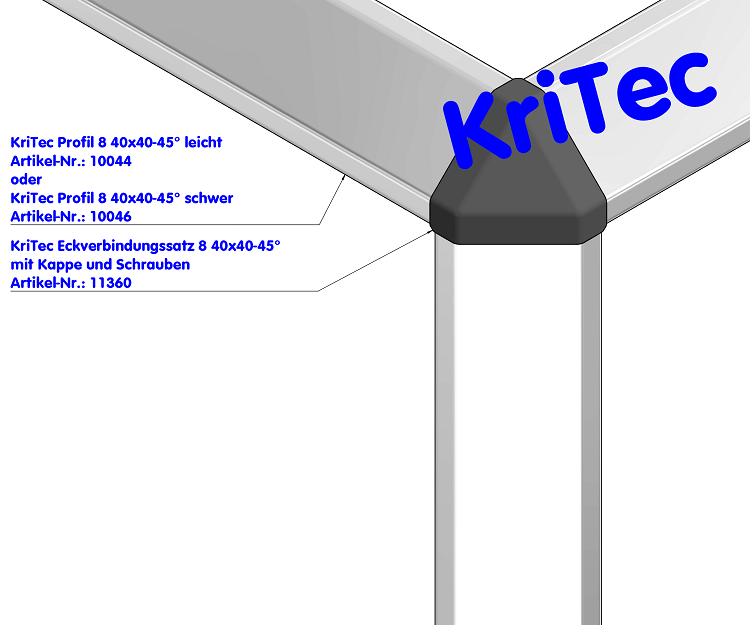 KriTec Eckverbindungssatz 8 40x40-45°