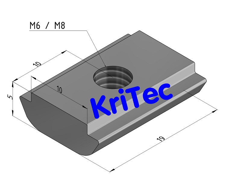 KriTec Nutenstein 10 St einschwenkbar, Gewinde mittig